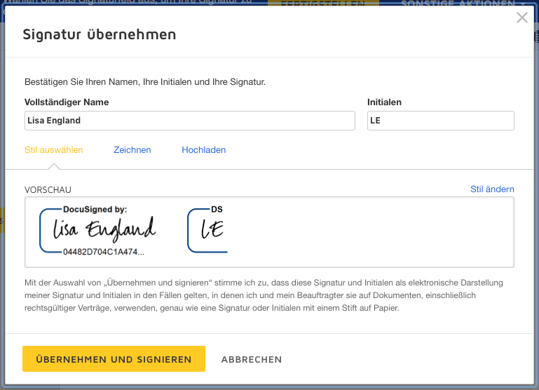 Wie signiere ich ein DocuSignDokument? DocuSignSupportcenter