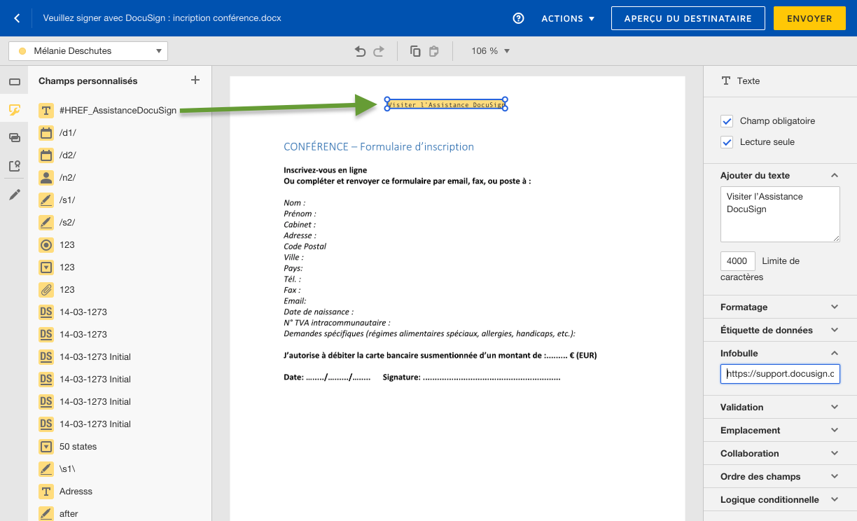 Comment Puis Je Creer Un Lien Hypertexte Dans Docusign Centre D Assistance Docusign