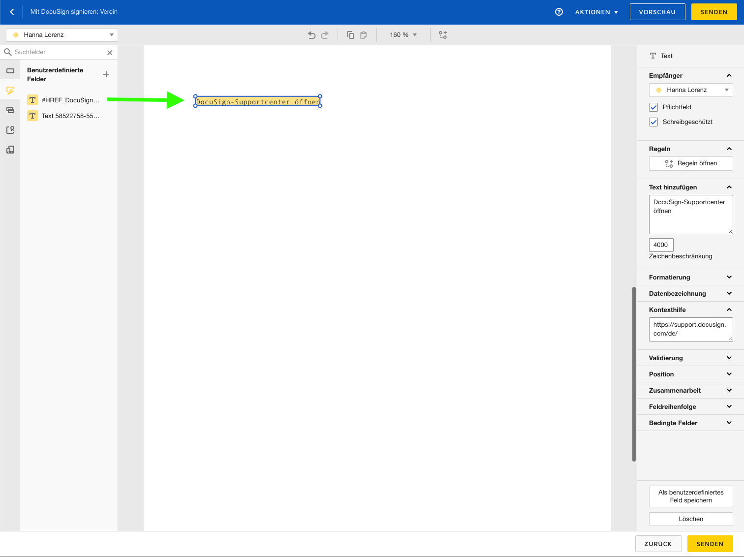 Hyperlink in DocuSign erstellen DocuSignSupportcenter