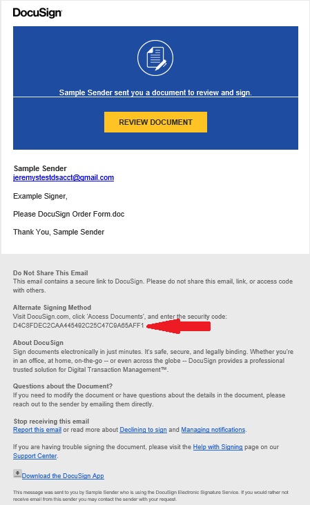 Illustration of DocuSign notification email