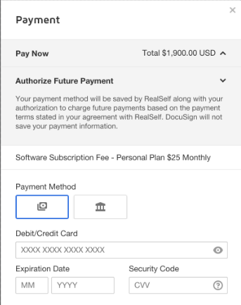 Saved Payment Methods | DocuSign Support Center