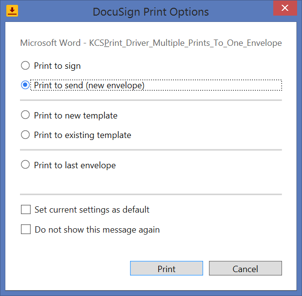 How can I print multiple items to the same envelope via the DocuSign
