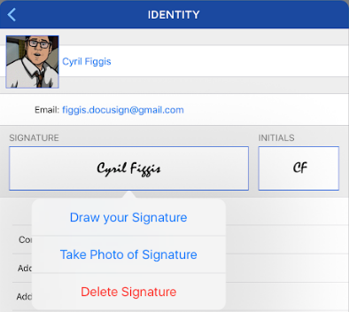 How do I change my signature or adopt a custom signature iOS and Android 