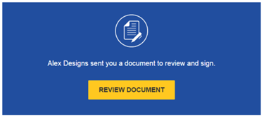 Review the DocuSign email: Open the email and review the message from the sender. Click REVIEW DOCUMENT to begin the signing process.