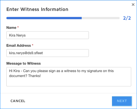 Enter Witness information