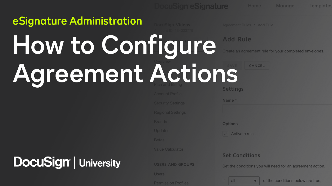 How to configure agreement actions