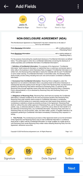 Add Fields to a Document with the Docusign Mobile App for Android