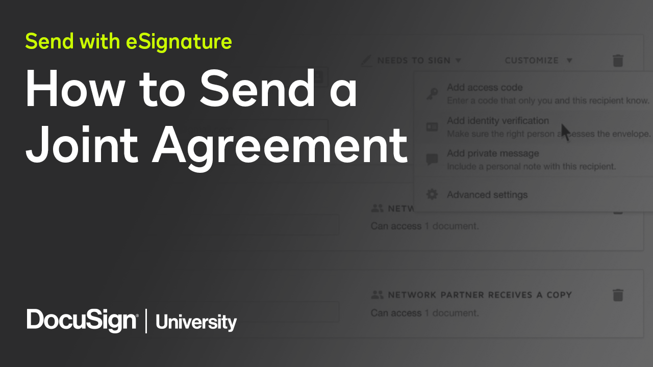 Video screenshot of title: How to send a joint agreement