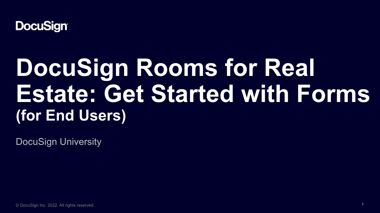 DocuSign Rooms for Real Estate: Get Started with Forms for End Users