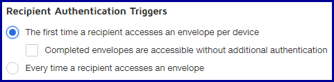 Security Settings - Authentication Triggers - First Access