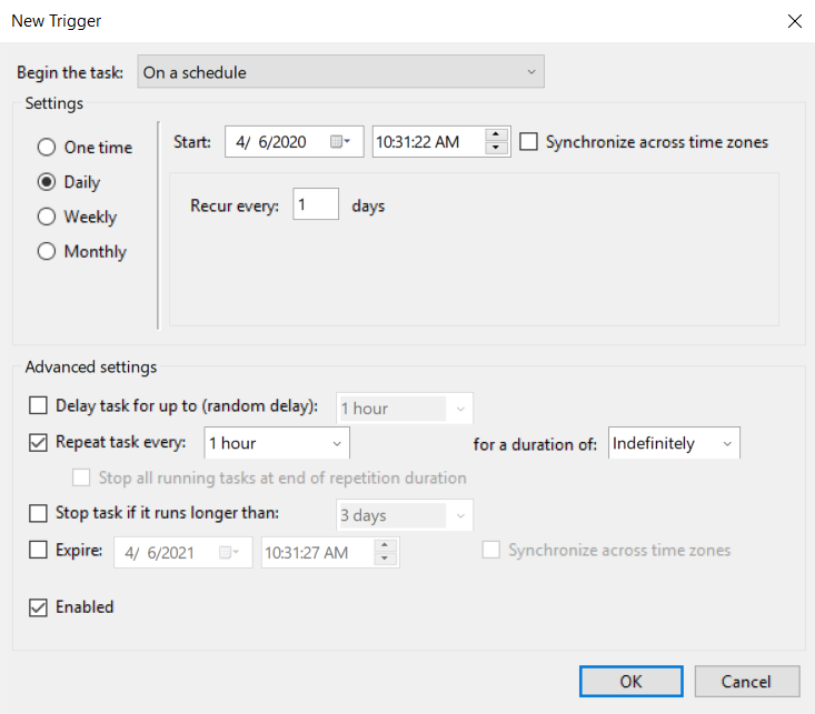 How to Schedule a Task for Retrieve using the Task Scheduler in Windows
