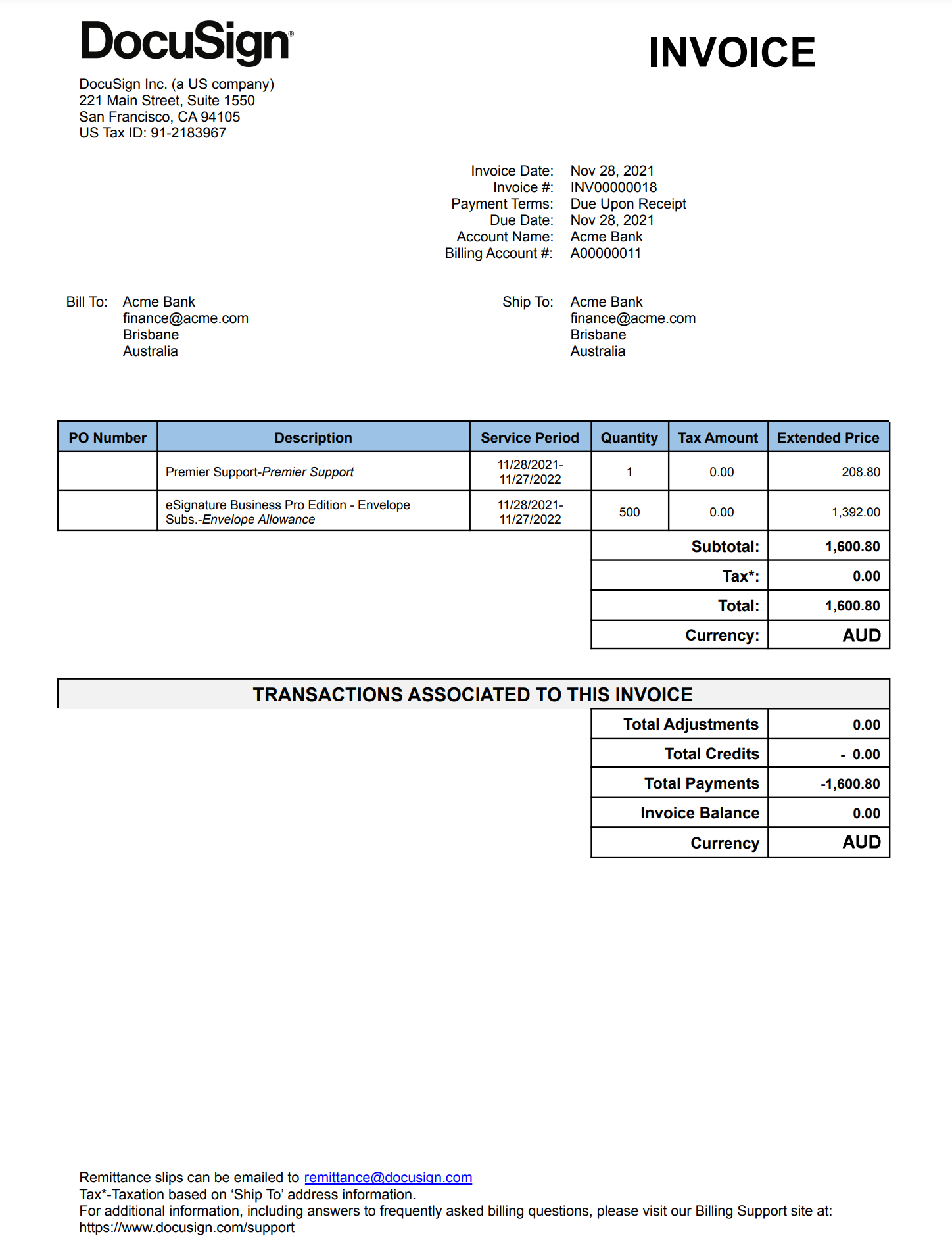 Understanding your docusign invoice for direct plans