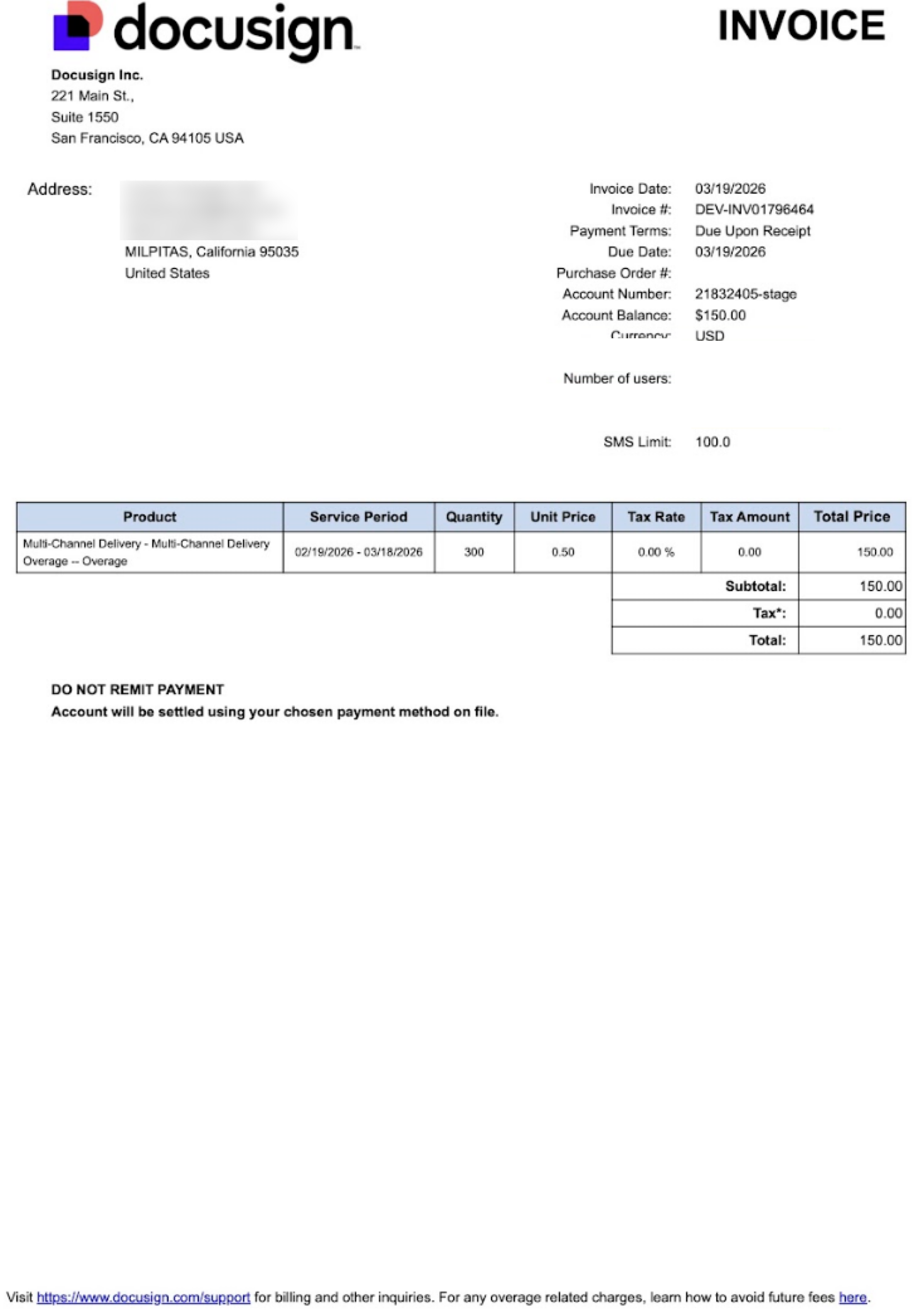 Understand your Docusign invoice for Web plans
