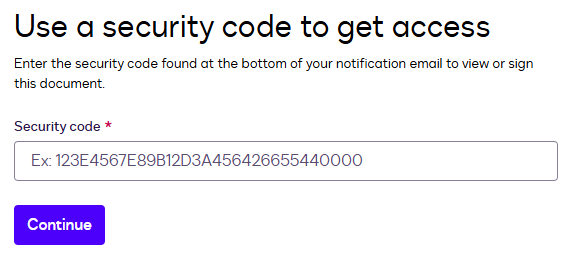 Use a Security Code to access Docusign documents